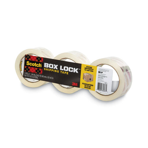 Box Lock Shipping Packaging Tape, 3" Core, 1.88" X 54.6 Yds, Clear, 3/pack