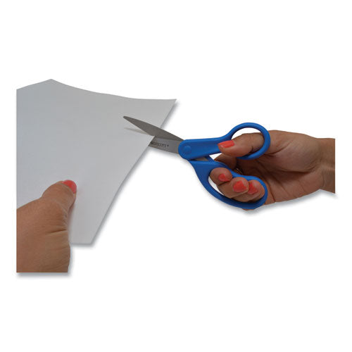Preferred Line Stainless Steel Scissors, 8" Long, 3.5" Cut Length, Blue Straight Handle