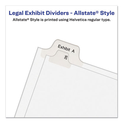 Preprinted Legal Exhibit Side Tab Index Dividers, Allstate Style, 26-tab, V, 11 X 8.5, White, 25/pack