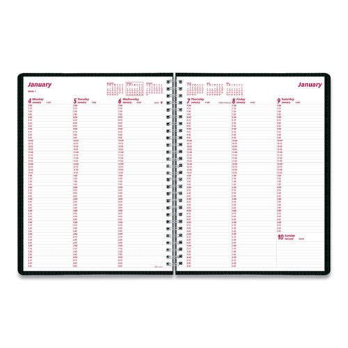 Duraflex Weekly Planner, 11 X 8.5, Black Cover, 12-month (jan To Dec): 2024