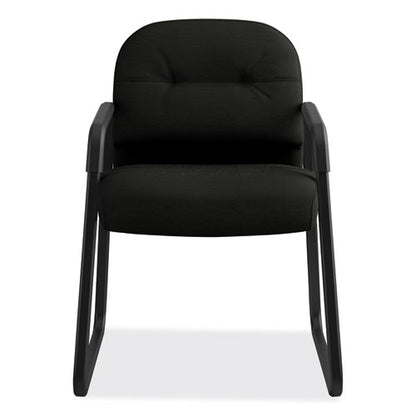 Pillow-soft 2090 Series Guest Arm Chair, Leather Upholstery, 31.25" X 35.75" X 36", Black Seat, Black Back, Black Base