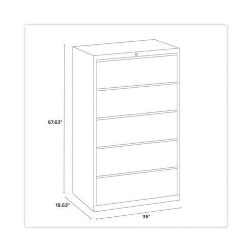 Lateral File Cabinet, 5 Letter/legal/a4-size File Drawers, Charcoal, 36 X 18.62 X 67.62