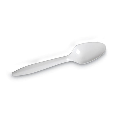 Plastic Cutlery, Mediumweight Teaspoons, White, 1,000/carton
