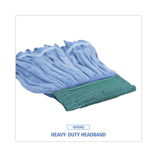 Microfiber Looped-end Wet Mop Heads, Medium, Blue, 12/carton, 12/carton