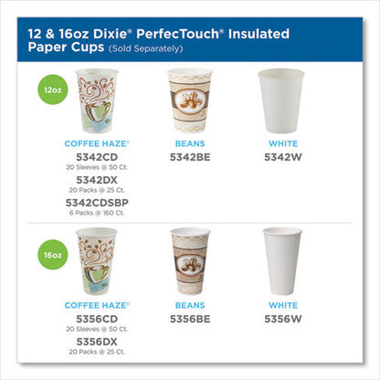 Perfectouch Paper Hot Cups, 12 Oz, Coffee Haze Design, 160/pack, 6 Packs/carton