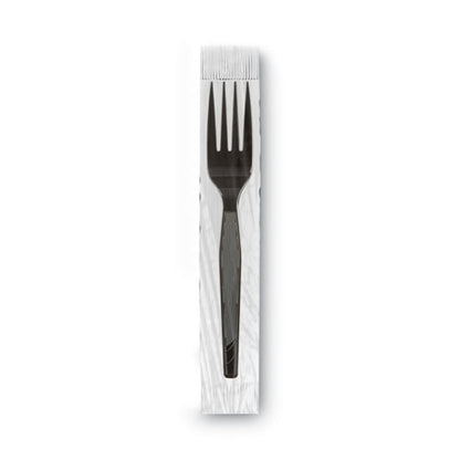 Grab’n Go Wrapped Cutlery, Forks, Black, 90/box, 6 Box/carton