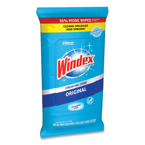 Glass And Surface Wet Wipe, Cloth, 7 X 8, Unscented, White, 38/pack, 12 Packs/carton