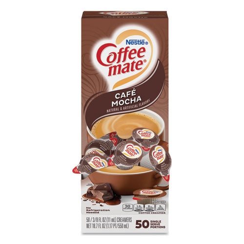 Liquid Coffee Creamer, Cafe Mocha, 0.38 Oz Mini Cups, 50/box, 4 Boxes/carton, 200 Total/carton