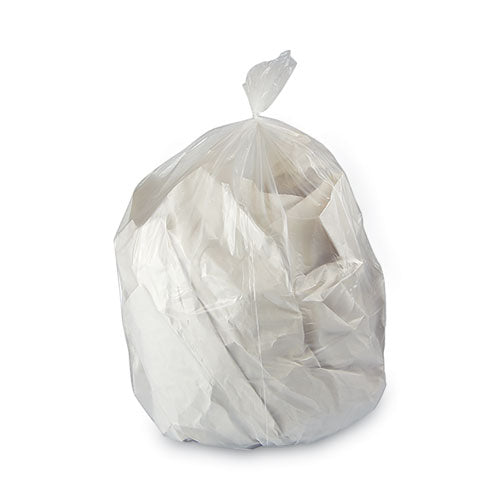 High Density Can Liners, 33 Gal, 13 Mic, 33" X 39", Natural, 25 Bags/roll, 10 Rolls/carton