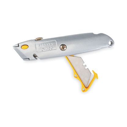 Quick-change Utility Knife With Retractable Blade And Twine Cutter, 6" Metal Handle, Gray, 6/box