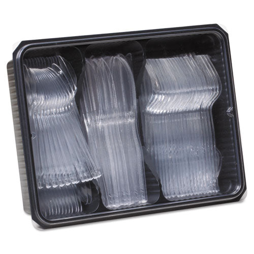 Dixie Combo Pack Tray with Clear Plastic Utensils 90 Forks 30 Knives 60 Spoons