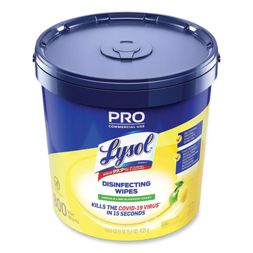 Professional Disinfecting Wipe Bucket, 1-ply, 6 X 8, Lemon And Lime Blossom, White, 800 Wipes/bucket, 2 Buckets/carton