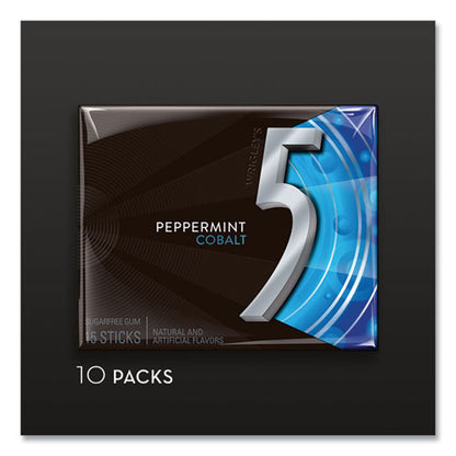 5 Gum, Peppermint Cobalt, 15 Sticks/pack, 10 Packs/box