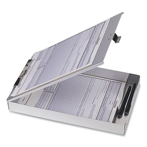 Aluminum Storage Clipboard, Holds 8.5 X 12 Sheets, Silver
