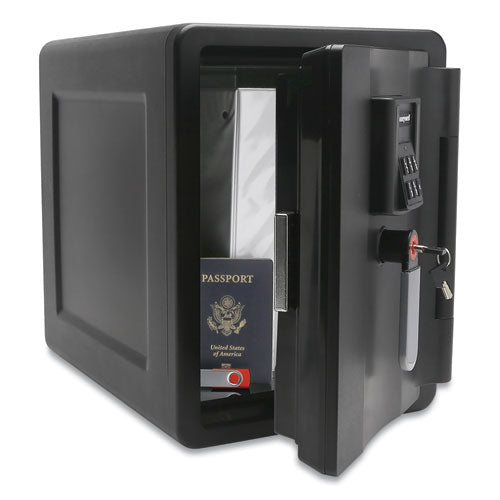 Fire And Waterproof Safe With Digital Lock, 11.8 X 16.7 X 15.6, 0.7 Cu Ft, Black