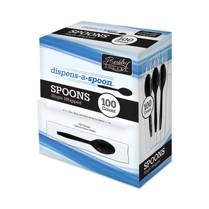 Dispens-a Spoon, Individually Wrapped, Mediumweight, Teaspoons, Black, 100/box