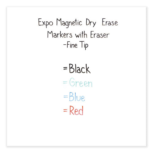 Magnetic Dry Erase Marker, Fine Bullet Tip, Assorted Colors, 4/pack