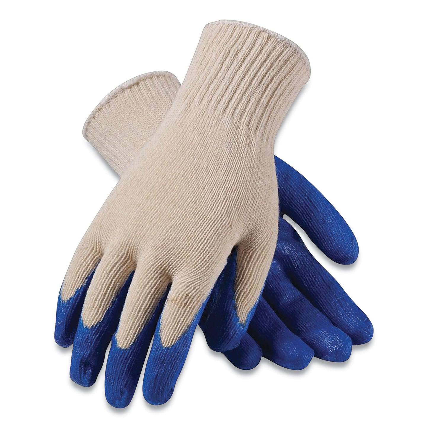 Seamless Knit Cotton/polyester Gloves, Regular Grade, Small, Natural/blue, 12 Pairs