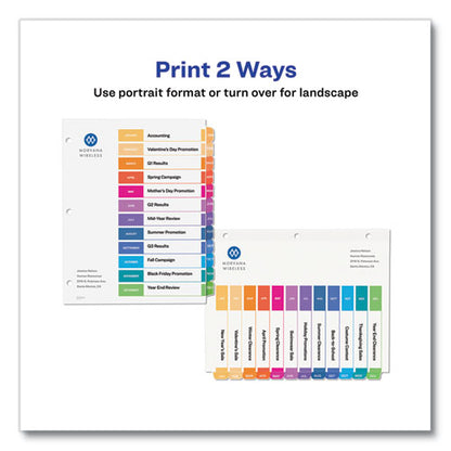 Customizable Table Of Contents Ready Index Multicolor Dividers, 12-tab, Jan. To Dec., 11 X 8.5, White, 6 Sets