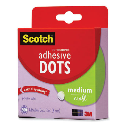 Mounting Adhesive Dots, 0.3" Dia, Transparent, 300/pack