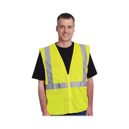 Zipper Safety Vest, 2x-large, Hi-viz Lime Yellow