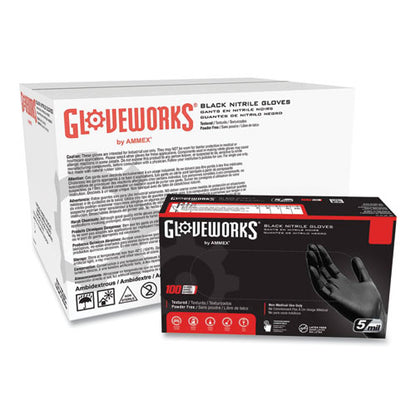 Industrial Nitrile Gloves, Powder-free, 5 Mil, Medium, Black, 100/box, 10/carton