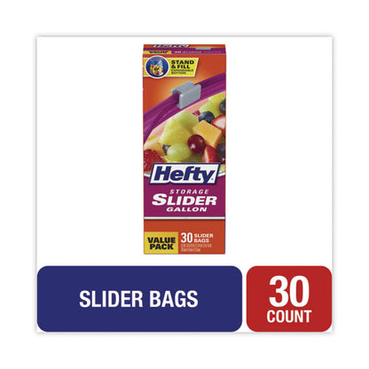 Slider Bags, 1 Gal, 1.5 Mil, 10.56" X 11", Clear, 30/box
