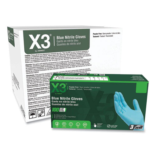 Industrial Nitrile Gloves, Powder-free, 3 Mil, Large, Blue, 100/box, 10 Boxes/carton