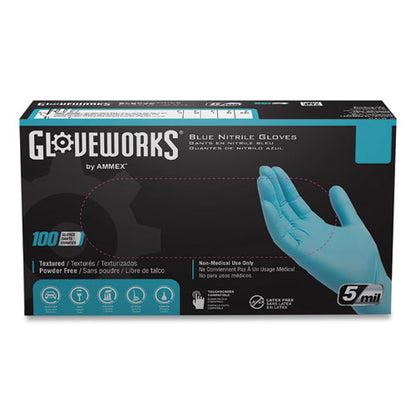 Industrial Nitrile Gloves, Powder-free, 5 Mil, Medium, Blue, 100/box, 10 Boxes/carton