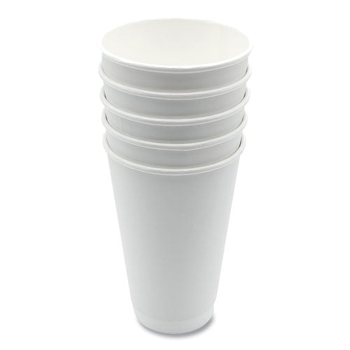 Paper Hot Cups, Double-walled, 16 Oz, White, 500/carton