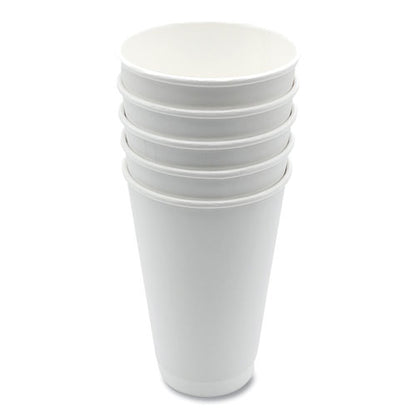 Paper Hot Cups, Double-walled, 16 Oz, White, 500/carton