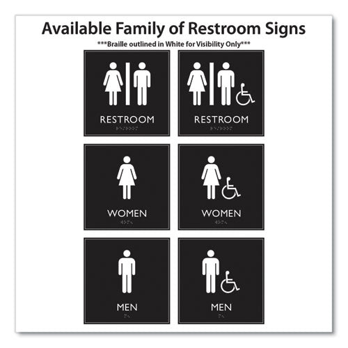 Ada Sign, Men Accessible, Plastic, 8 X 8, Clear/white