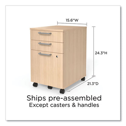 Essentials Three-drawer Mobile Pedestal File, 2 Box/1 Legal/letter-size File Drawers, Natural, 15.6" X 21.3" X 24.3"