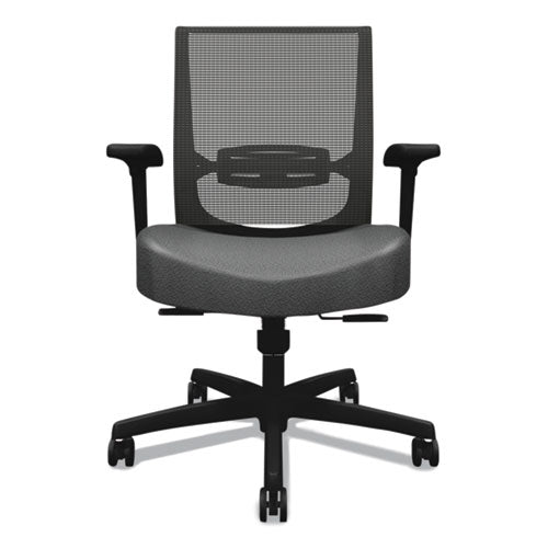 Convergence Mid-back Task Chair, Synchro-tilt And Seat Glide, Supports Up To 275 Lb, Iron Ore Seat, Black Back/base