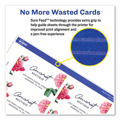 Printable Microperforated Business Cards W/sure Feed Technology, Inkjet, 2 X 3.5, White, 1,000 Cards, 10/sheet, 100 Sheets/bx