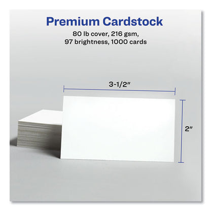 Printable Microperforated Business Cards W/sure Feed Technology, Inkjet, 2 X 3.5, White, 1,000 Cards, 10/sheet, 100 Sheets/bx