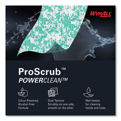 Power Clean Proscrub Pre-saturated Wipes, 9.5 X 12, Citrus Scent, Green, 75/bucket, 6 Buckets/carton