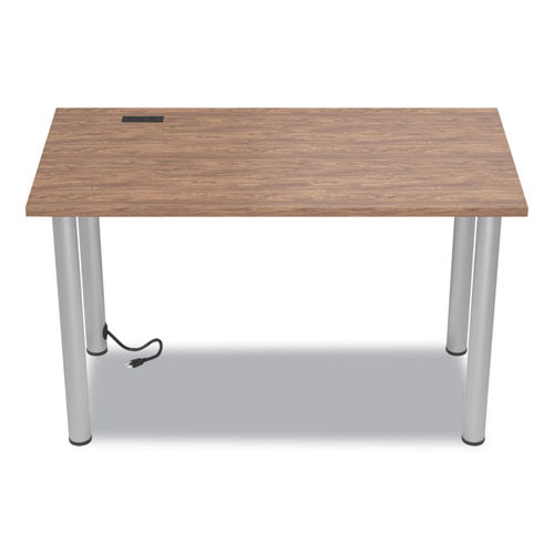 Essentials Writing Table-desk With Integrated Power Management, 47.5" X 23.7" X 28.8", Espresso/aluminum