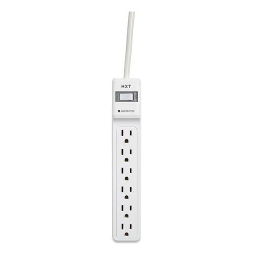 Surge Protector, 6 Ac Outlets, 2.5 Ft Cord, 500 J, White, 2/pack