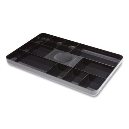 Shallow Plastic Drawer Organizer, 13 Compartments, 9.11 X 14.11 X 1.24, Black