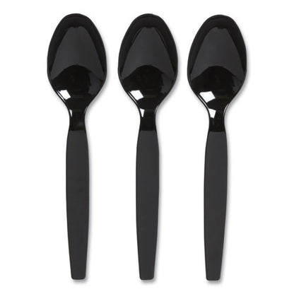 Heavyweight Plastic Cutlery, Teaspoon, Black, 100/pack