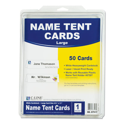 Scored Tent Cards, 4.25 X 11, White,1 Card/sheet, 50 Sheets/box