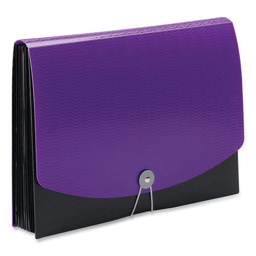 12-pocket Poly Expanding File, 0.88" Expansion, 12 Sections, Cord/hook Closure, 1/6-cut Tabs, Letter Size, Black/purple