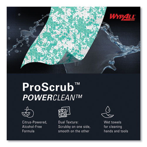 Power Clean Proscrub Pre-saturated Wipes, 12 X 9.5, Citrus Scent, Green/white, 50/canister, 8 Canisters/carton