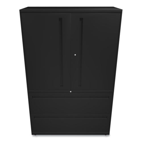 Brigade 700 Series Lateral File, Three-shelf Enclosed Storage, 2 Legal/letter-size File Drawers, Black, 42" X 18" X 64.25"