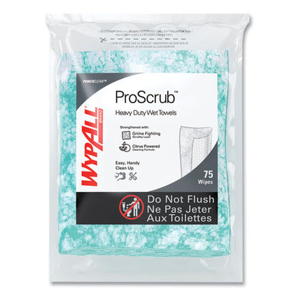 Power Clean Proscrub Pre-saturated Wipes, 12 X 9.5, Citrus Scent, Green, 75/pack, 6 Packs/carton