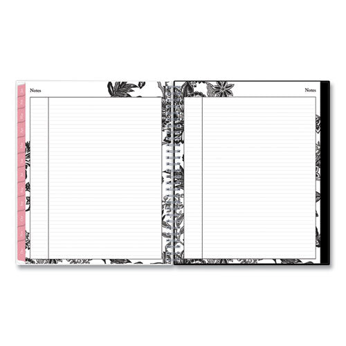 Analeis Monthly Planner, Analeis Floral Artwork, 10 X 8, White/black/coral Cover, 12-month (jan To Dec): 2024