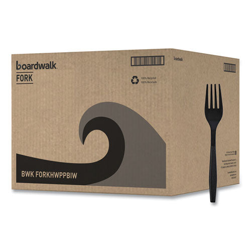 Heavyweight Wrapped Polypropylene Cutlery, Fork, Black, 1,000/carton