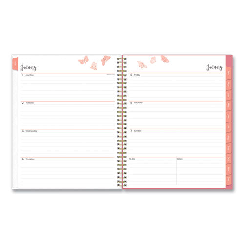 Fly By Frosted Weekly/monthly Planner, Fly By Butterflies Artwork, 11 X 8.5, Blush/pink Cover, 12-month (jan To Dec): 2024