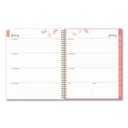 Fly By Frosted Weekly/monthly Planner, Fly By Butterflies Artwork, 11 X 8.5, Blush/pink Cover, 12-month (jan To Dec): 2024